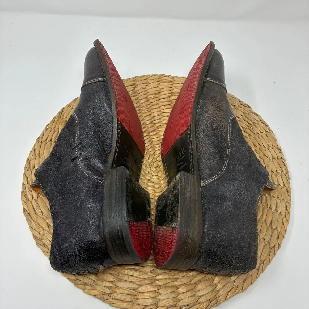 Bed Stu Women Dark Brown Distressed Leather Slip On Loafers Vibram Sole Size 11‎